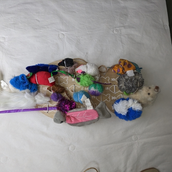 Pet Cat Toy Countdown Calendar wood NWT cat small animal fish shape cream white - Picture 6 of 12